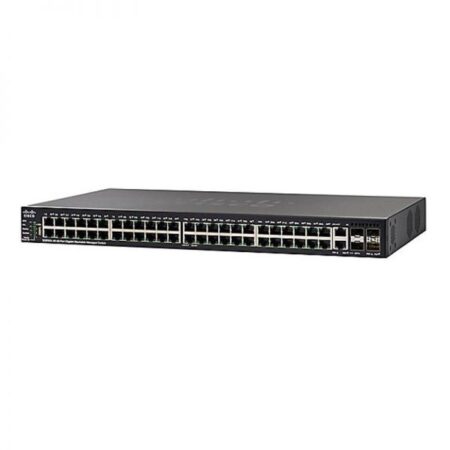Cisco SG550X-48P stackable managed switch product image, 48 Gigabit Ethernet ports, advanced network management