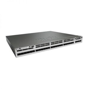 Front panel of the Cisco Catalyst WS-C3850-24S-S switch with optional network module