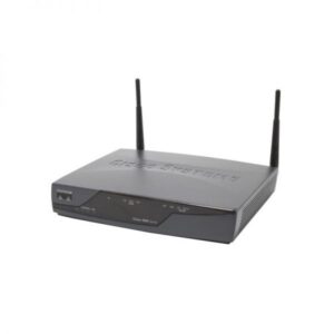 Product image of CISCO871W-G-A-K9 Cisco Router showing wireless and security features, FCC compliant device