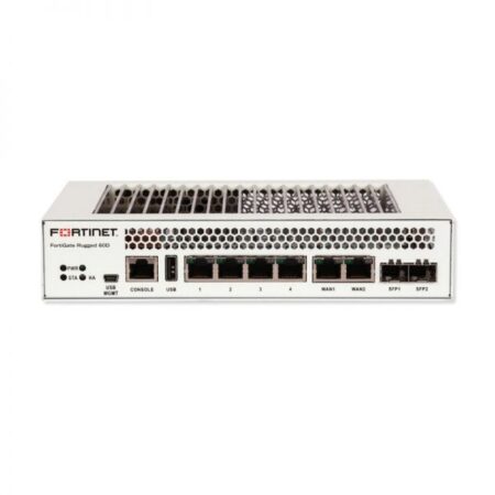 Fortinet FortiGate Rugged 60D security appliance front view in industrial setting – FGR-60D-BDL-950-12