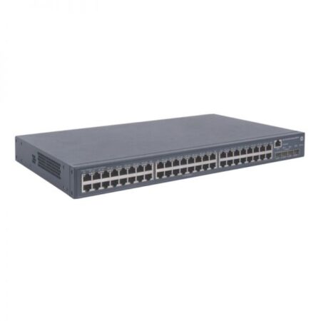 HP JE072B switch front panel with 48 Gigabit Ethernet ports and 4 SFP slots