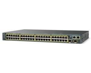 Image of Cisco Catalyst 2960S-48TD-L GE Switch, featuring 48 Ethernet ports and dual SFP+ uplink options, ideal for network improvement