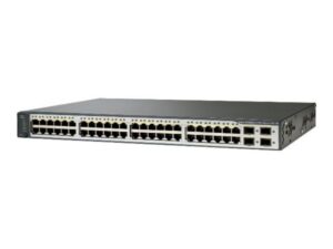 Image of Cisco 3750 Switch model WS-C3750V2-48PS-S showing ports and EnergyWise logo