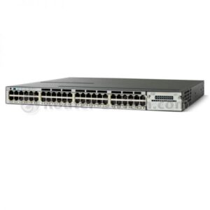 Cisco WS-C3750X-48T-E Catalyst switch, 48 Gigabit Ethernet ports with scalable StackWise Plus technology.