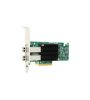 Product image of Dell Emulex LPE 31002 Dual Ports 16Gb Fibre Channel HBA, showcasing the PCIe half-height form factor and model details.