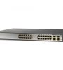 Cisco Catalyst 3750G-24PS-S switch, featuring 24 PoE ports, 32-Gbps stack bus, and StackWise technology.